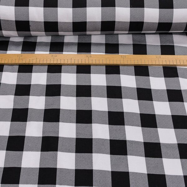Flanel bavlněný K-05 černo-bílá kostka, š.150cm (látka v metráži)