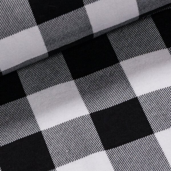 Flanel bavlněný K-05 černo-bílá kostka, š.150cm (látka v metráži)