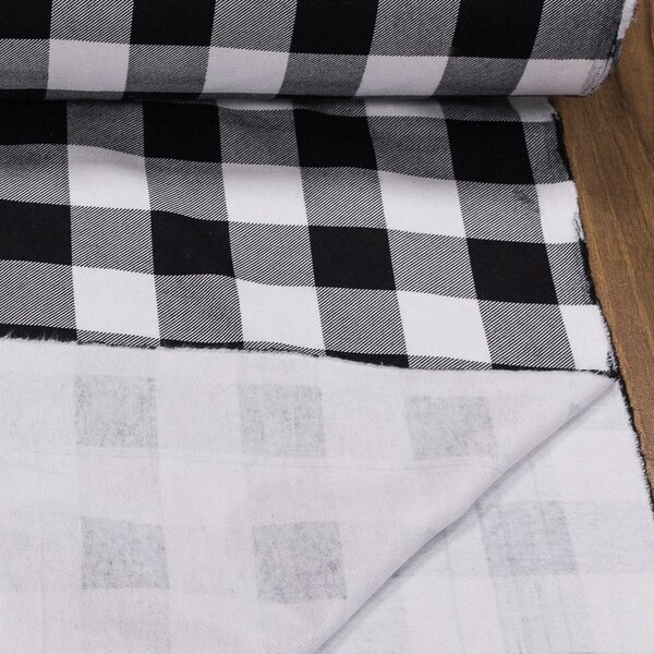 Flanel bavlněný K-05 černo-bílá kostka, š.150cm (látka v metráži)