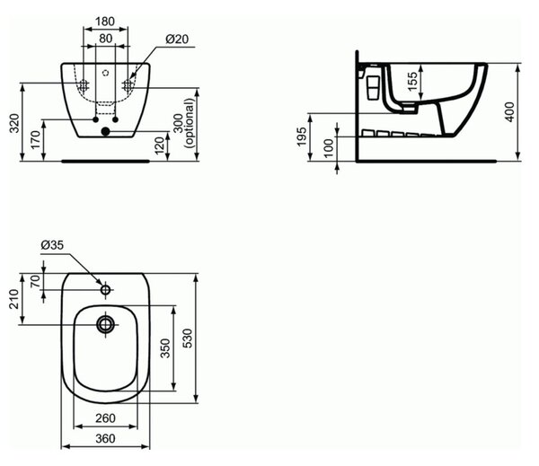 Ideal Standard Tesi bidet závěsný bílá T457001