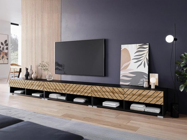 TV stolek 300 cm WILLA A - černý / dub wotan