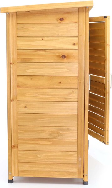 Zahradní kůlna s dvoukřídlými dveřmi 870x465x916 mm poloviční výšky ze smrkového dřeva s jednoplášťovou střechou pro zahradu, terasu a balkon Zahradní kůlna na nářadí Dřevěná kůlna Skříň na nářadí