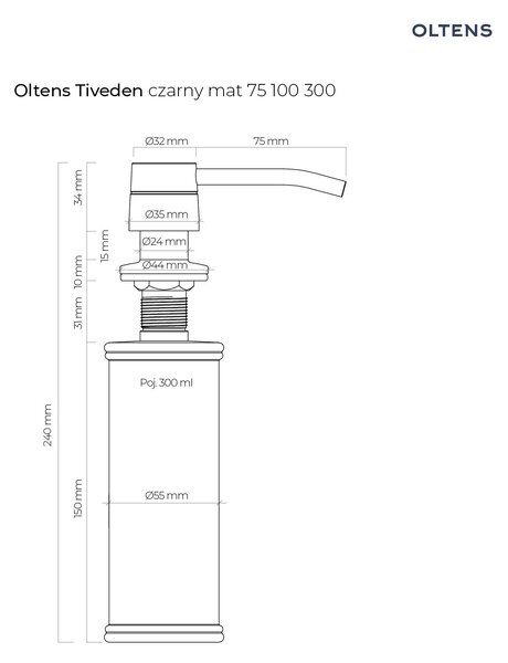 Oltens Tiveden dávkovač tekutin černá 75100300