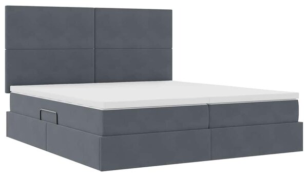 Postel s úložným prostorem s čelo Tmavě šedá 200 x 200 cm samet 3372240
