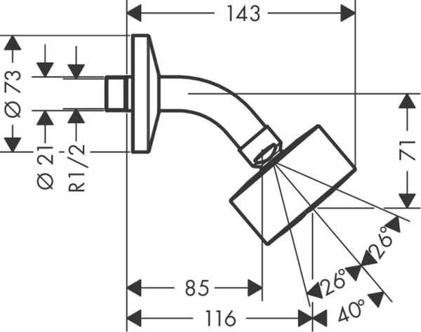 Axor One hlavová sprchá s ramenem 7.3x7.3 cm kulatý chrom 48490000