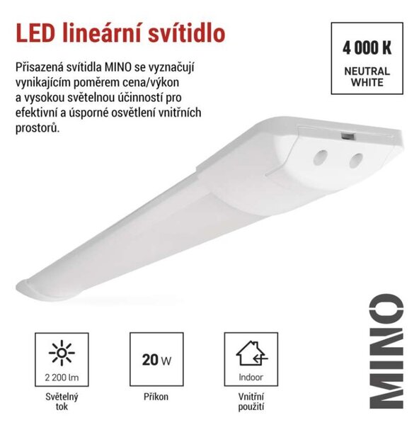 EMOS LED lineární svítidlo MINO 20W neutrální bílá
