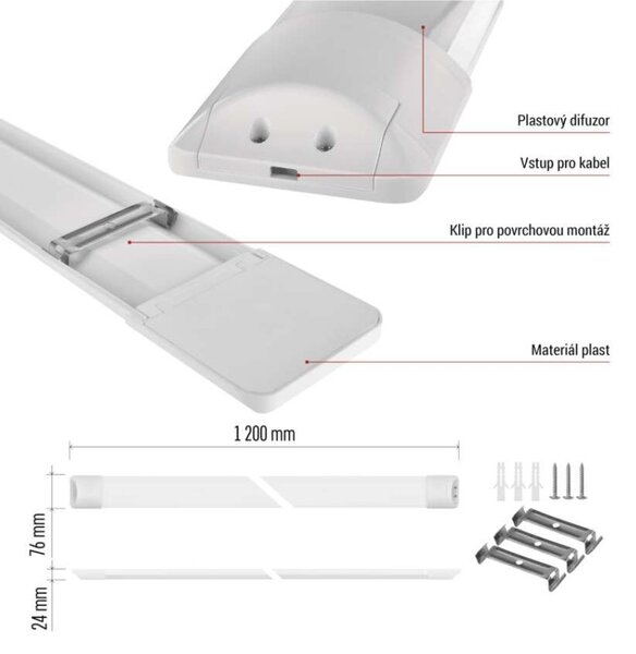EMOS LED lineární svítidlo MINO 40W neutrální bílá