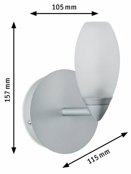 Paulmann nástěnné svítidlo Carina IP44 1-ramenné chrom mat bez zdroje světla, max. 28W G9 708.38 P 70838