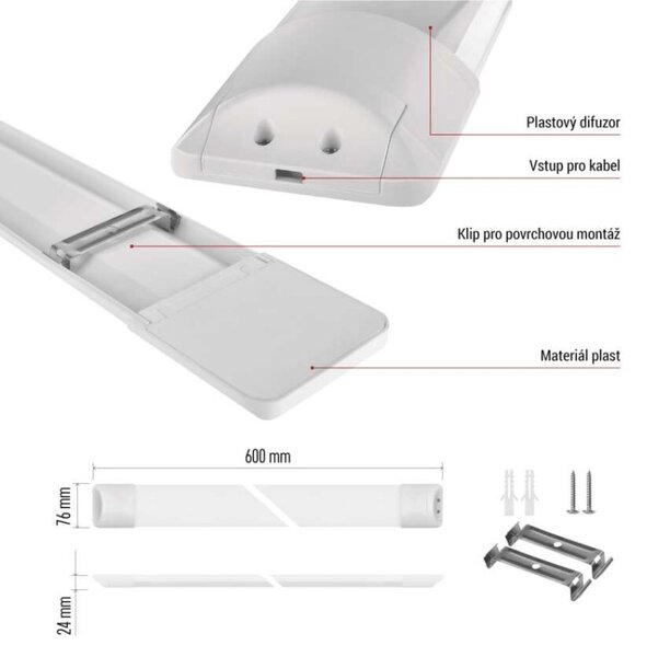 EMOS LED lineární svítidlo MINO 20W neutrální bílá