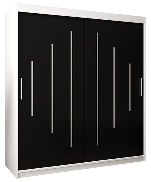 Šatní skříň s posuvnými dveřmi YORK - 180x200cm -Bílá-Černá-