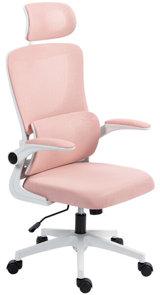Ergonomická kancelářská židle Vinsetto s bederní podporou, sklápěcí opěrkami, nastavitelným opěradlem, otočná židle s vysokým opěradlem, výškově nasta