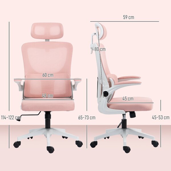 Ergonomická kancelářská židle Vinsetto s bederní podporou, sklápěcí opěrkami, nastavitelným opěradlem, otočná židle s vysokým opěradlem, výškově nasta