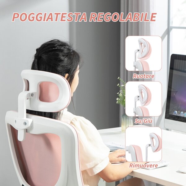 Ergonomická kancelářská židle Vinsetto s bederní podporou, sklápěcí opěrkami, nastavitelným opěradlem, otočná židle s vysokým opěradlem, výškově nasta