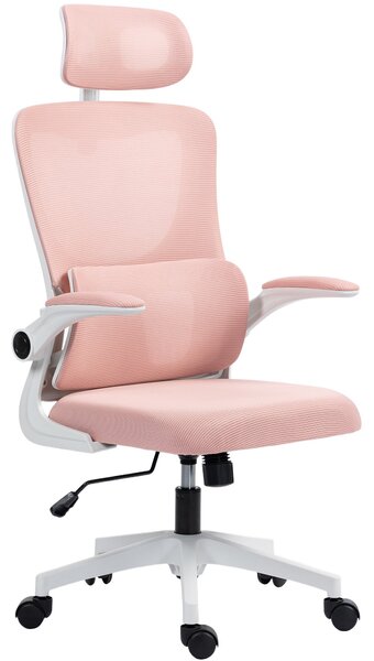 Ergonomická kancelářská židle Vinsetto s bederní podporou, sklápěcí opěrkami, nastavitelným opěradlem, otočná židle s vysokým opěradlem, výškově nasta