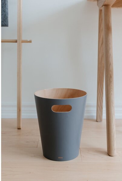 Tmavě šedý kancelářský odpadkový koš 7,5 l Woodrow – Umbra