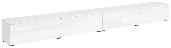 Televizní stolek 300 cm WILLA D - bílý / bílý lesklý