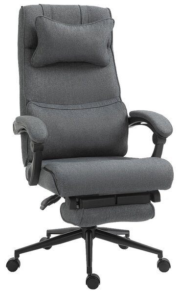 Vinsetto Ergonomická a polstrovaná kancelářská židle s nastavitelnou výškou, studentská židle s područky, hlavovou opěrkou, opěrkou nohou a 5 kolečky