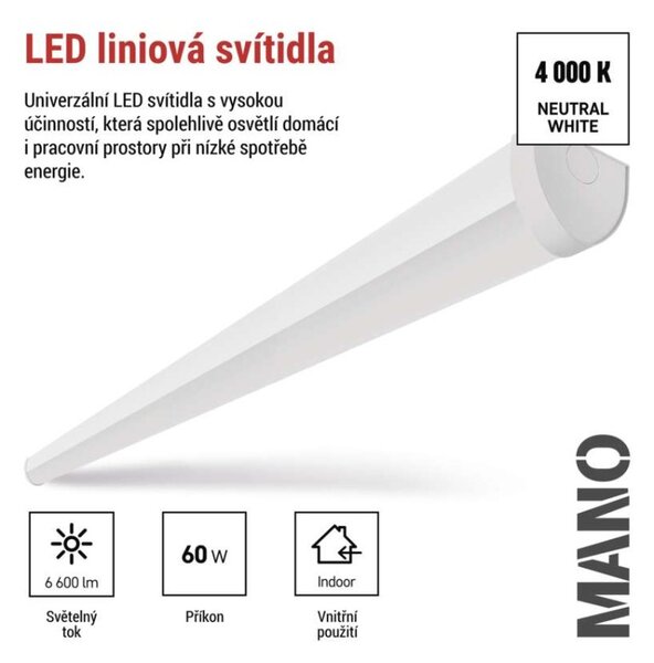 EMOS LED liniové svítidlo MANO 60W neutrální bílá
