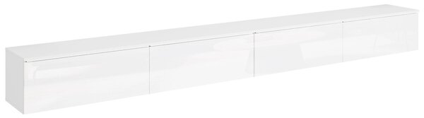 Televizní stolek 300 cm WILLA D - bílý / bílý lesklý