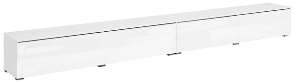 Televizní stolek 300 cm WILLA D - bílý / bílý lesklý
