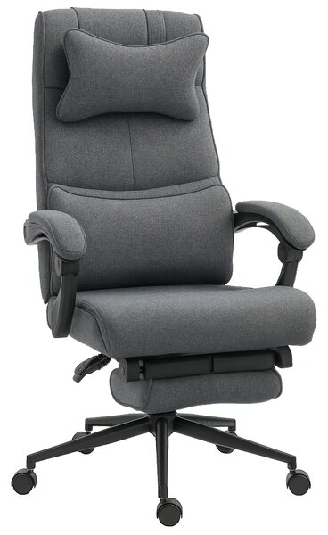 Vinsetto Ergonomická a polstrovaná kancelářská židle s nastavitelnou výškou, studentská židle s područky, hlavovou opěrkou, opěrkou nohou a 5 kolečky