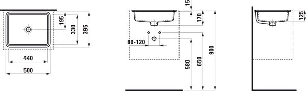 Laufen Savoy umyvadlo 44x33 cm obdélníkový pod pult bílá lesk H8189470001091