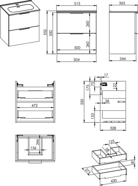 Elita Street Plus umyvadla se skříňkou 51.3 cm zelená RE020500107010