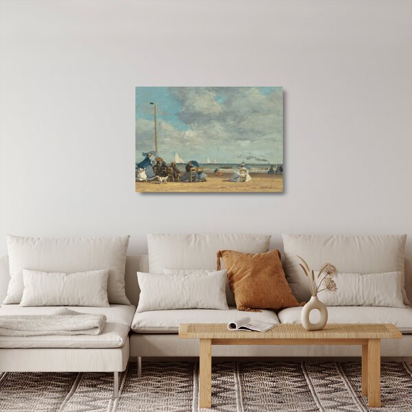 Skleněný obraz - Eugène Boudin, Beach at Trouville, reprodukce (70x50 cm)