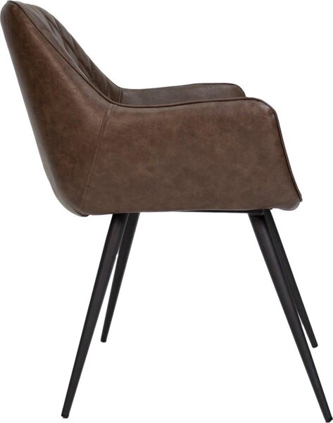 Moderní jídelní židle Cose – umělá kůže v barvě taupe – kovové nohy – samostatná židle – výška sedáku 49 cm – 1 kus