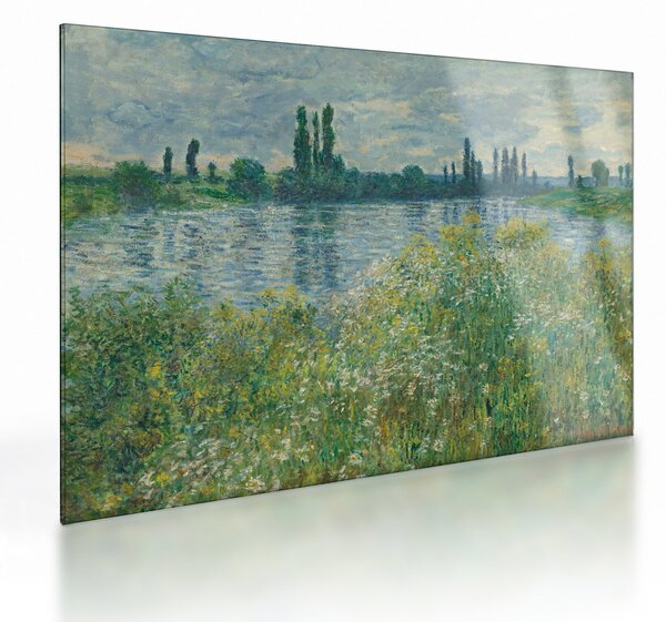 Skleněný obraz - Claude Monet, Banks of the Seine, reprodukce (70x50 cm)