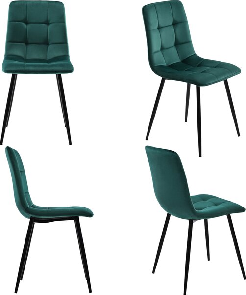 Jídelní židle ProximaX sada 4 ks - ergonomické čalouněné kuchyňské židle - s opěradlem - moderní design v zelené barvě