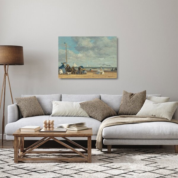 Skleněný obraz - Eugène Boudin, Beach at Trouville, reprodukce (70x50 cm)