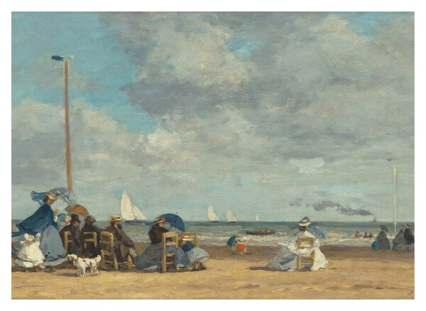 Skleněný obraz - Eugène Boudin, Beach at Trouville, reprodukce (70x50 cm)