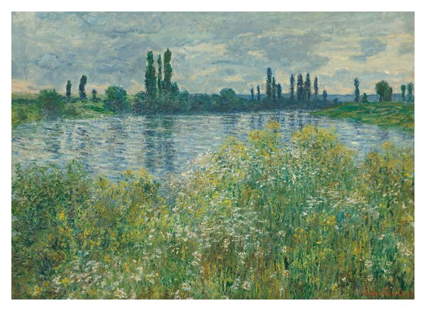 Skleněný obraz - Claude Monet, Banks of the Seine, reprodukce (70x50 cm)