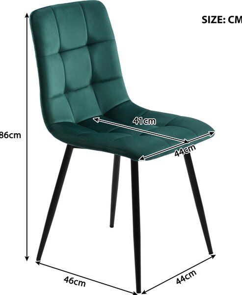 Jídelní židle ProximaX sada 4 ks - ergonomické čalouněné kuchyňské židle - s opěradlem - moderní design v zelené barvě