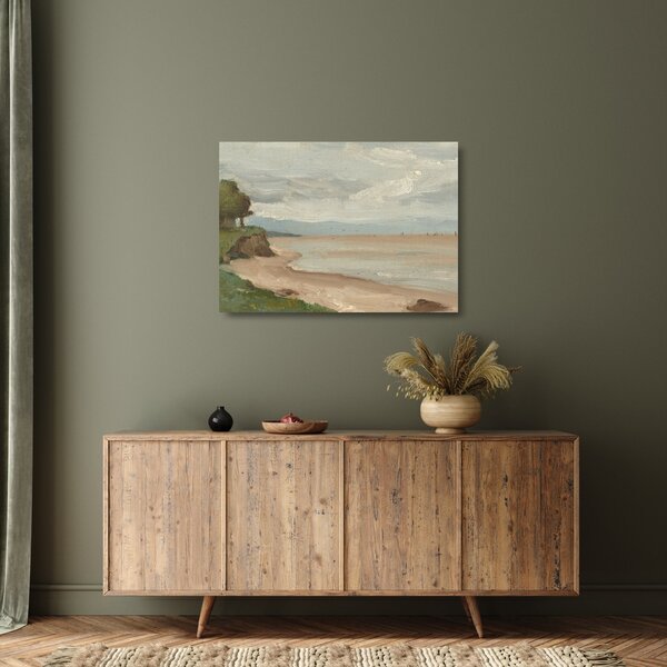 Skleněný obraz - Jean-Baptiste-Camille Corot, Beach Near Etretat, reprodukce (70x50 cm)