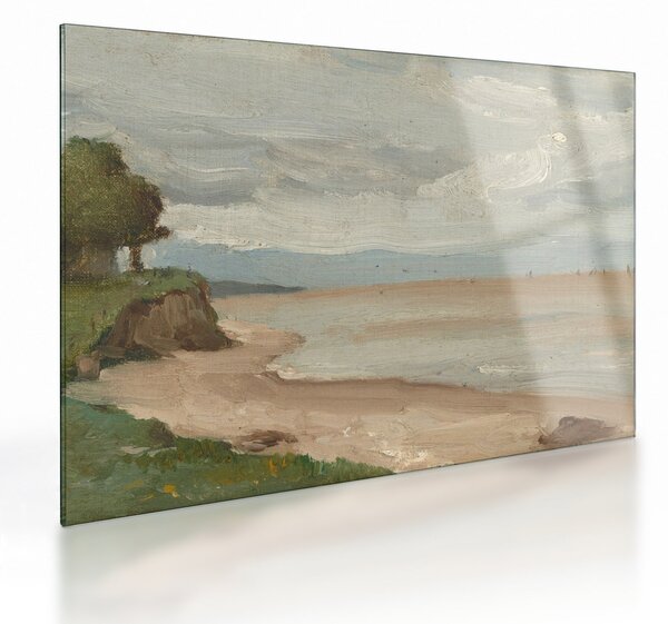 Skleněný obraz - Jean-Baptiste-Camille Corot, Beach Near Etretat, reprodukce (70x50 cm)