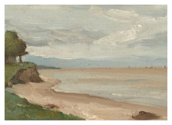 Skleněný obraz - Jean-Baptiste-Camille Corot, Beach Near Etretat, reprodukce (70x50 cm)