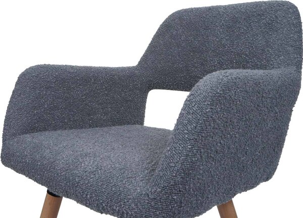 Sada 6 jídelních židlí HWC-A50 II, židle kuchyňská židle čalouněná židle, dřevo látka/textil bouclé (450g/m²) tmavě šedá