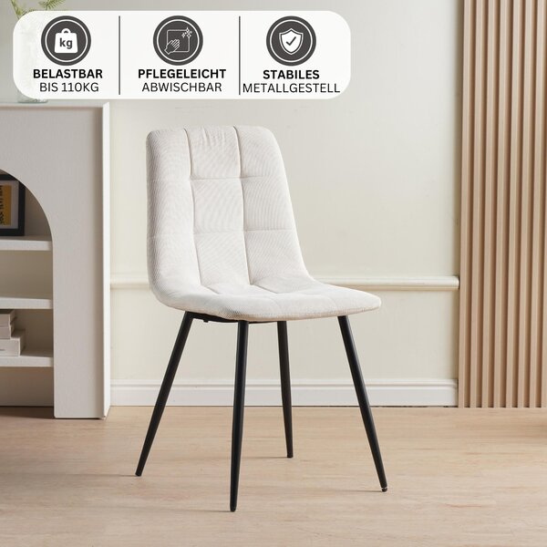 Jídelní židle Albatros sada 4 ks BORA Beige - Pohodlná čalouněná židle pro moderní a stylový design u jídelního stolu - Kuchyňská židle nebo židle do jídelny s vysokou nosností až 110 kg