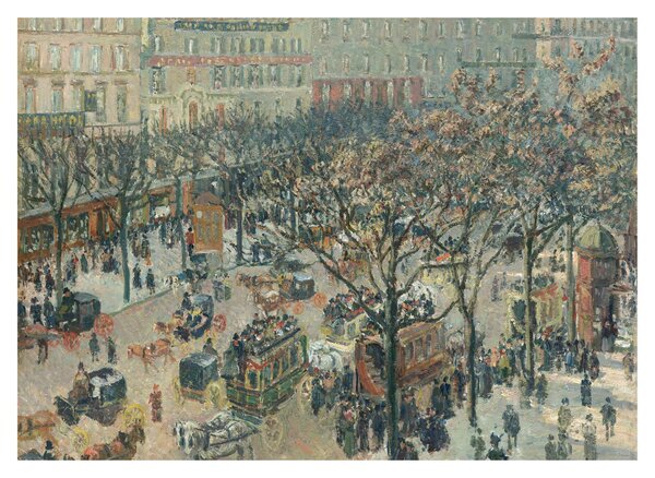Skleněný obraz - Camille Pissarro, Boulevard des Italiens, Morning, Sunlight, reprodukce (70x50 cm)