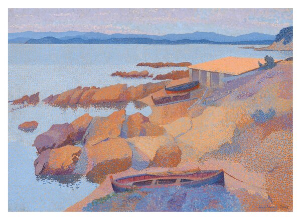 Skleněný obraz - Henri Edmond Cross, Calanque des Antibois, reprodukce (70x50 cm)
