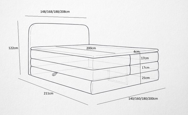 Boxspringová postel 140x200 VADLORA - světle hnědá + topper ZDARMA