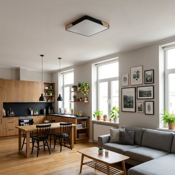 Brilagi - LED Stmívat. svítidlo PILANA LED/60W/230V dub/černá 56x56 cm + DO