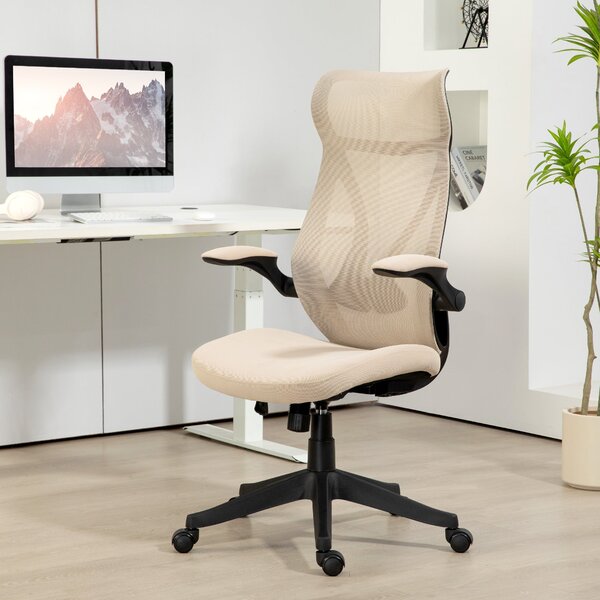 Ergonomická kancelářská židle HOMCOM s výsuvnými područkami, otočná židle s opěrkou hlavy, nastavitelná výška a funkce houpání, síťovina, pro studium