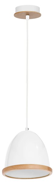 Závěsné svítidlo Studio, 1x dřevěné/bílé kovové stínítko, (fi 21cm), w/br