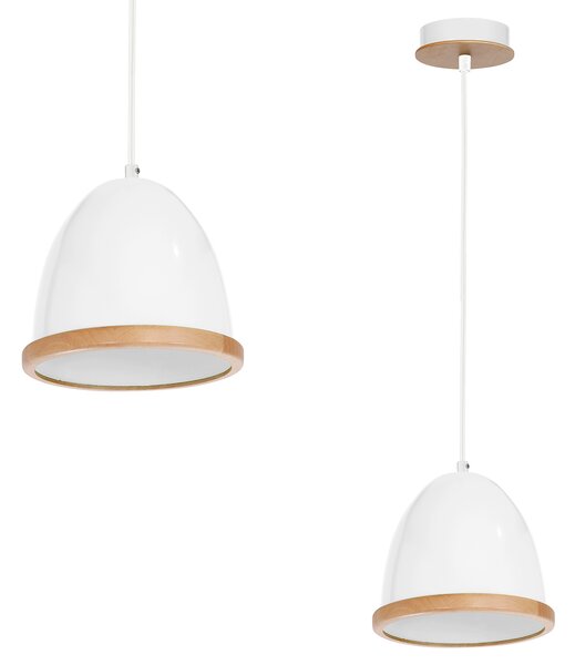 Závěsné svítidlo Studio, 1x dřevěné/bílé kovové stínítko, (fi 21cm), w/br