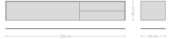 DELIFE TV stolek Cuor 220 cm keramika Minas Melange bílá béžová 1 výklopná dvířka 2 zásuvky závěsný