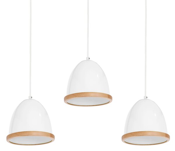 Závěsné svítidlo Studio, 3x dřevěné/bílé kovové stínítko, (fi 21cm), w/br