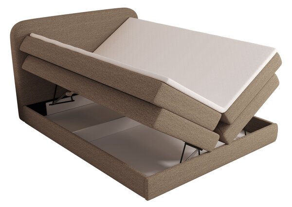 Boxspringová postel 140x200 VADLORA - světle hnědá + topper ZDARMA